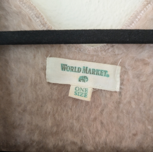 World Market Soft Fleece Light Pink Neutral Striped Wrap Poncho One Size - Picture 6 of 7